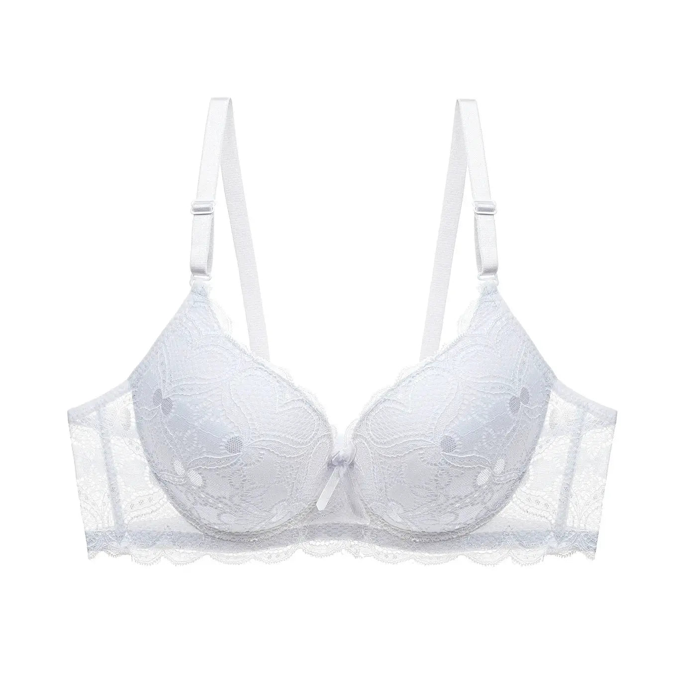 Push-up bra by Simples Market, white lace with padded cups and adjustable straps