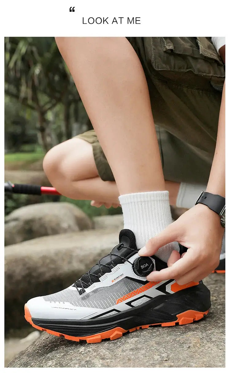Men's Simples Market casual sneakers, breathable white/gray upper with orange outsole