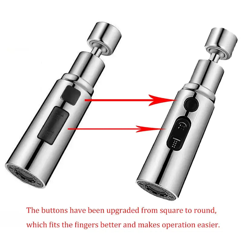 Simples Market chrome kitchen faucet spray head with three-mode universal swivel extension and splash-proof nozzle