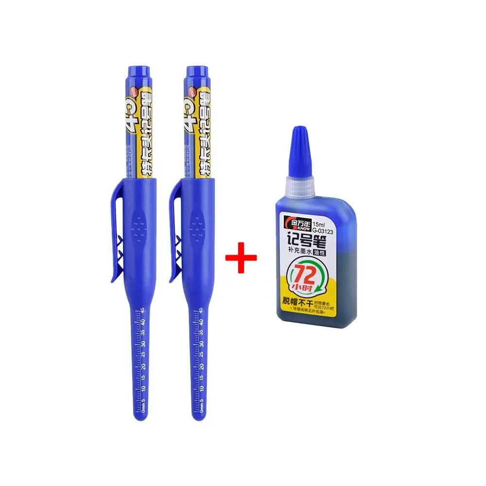 45mm Waterproof Long Head Marker Pen for Deep Hole Marking Tile Carpentry Woodworking Multi Purpose Ink Black Blue Red