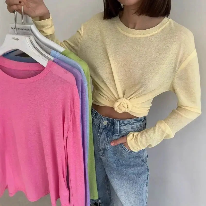Women Long Sleeve Soft T Shirts Loose Fit Breathable Polyester Viscose Blend For All Day Comfort