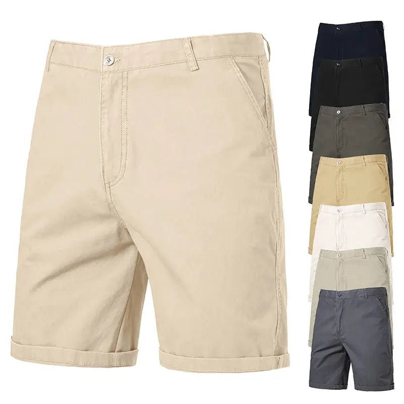 Men's golf shorts by Simples Market, lightweight quick-dry flat-front with 4 pockets, beige with multiple color options