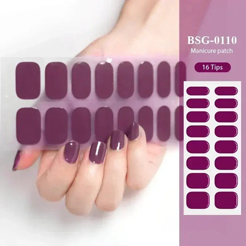 Simples Market gel nail wraps, plum purple full-cover manicure stickers, 16 tips