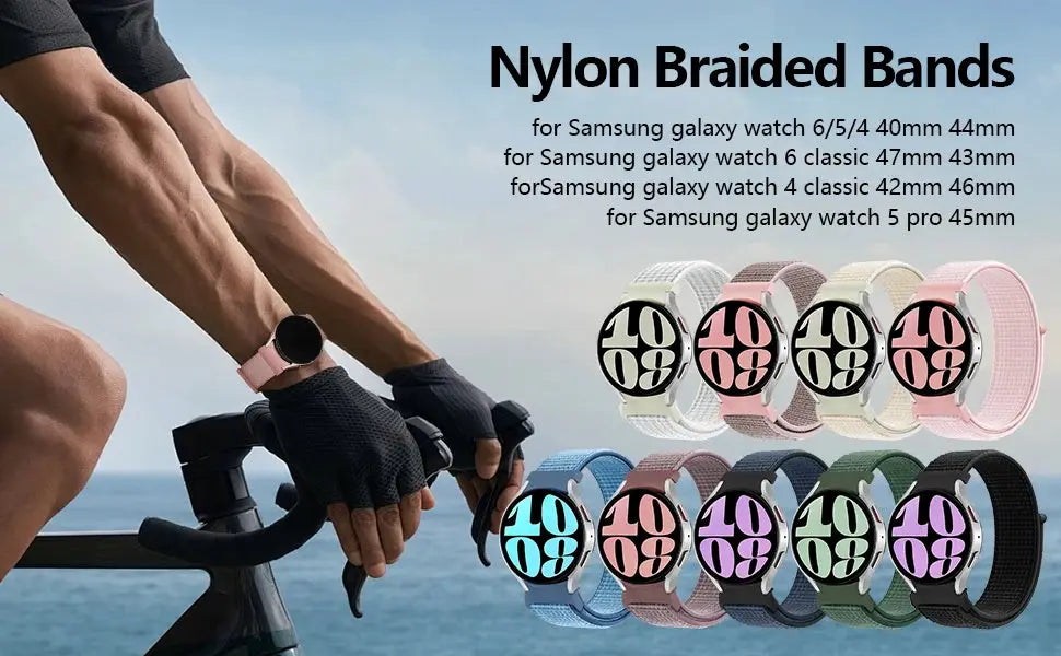Band For Samsung Galaxy Watch 7/6/4/classic/5 pro 44mm 40mm wrist No Gaps Nylon sport loop correa bracelet Galaxy Watch 7 Strap