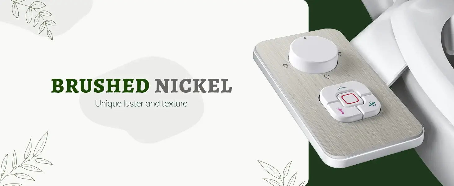 SAMODRA Bidet Attachment by Simples Market, non-electric cold-water toilet bidet with pressure controls, brushed nickel.