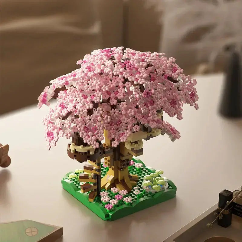 Pink Cherry Tree House Micro Particle Building Blocks Set For Kids Ages 6 And Up Difficult Assembly Classic Model