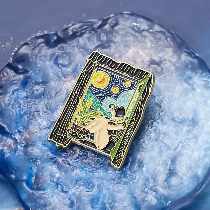 Enamel Pins Set Three To Five Pieces Tarot Cards Night Sky Black Cat Brooch Lapel Pin Punk Gothic Jewelry Gift