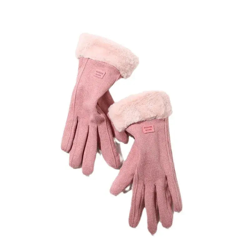 ArcticGlow Women Thick Plush Gloves Ultra Warm With Suede Accents For Driving And Cycling