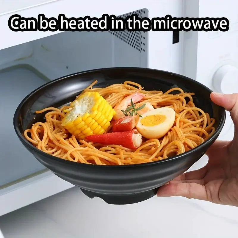 Thickened Plastic Ramen Bowl With Anti Slip Base Solid Color Lamian Salad Bowl For Kitchen Restaurant Not Ceramic