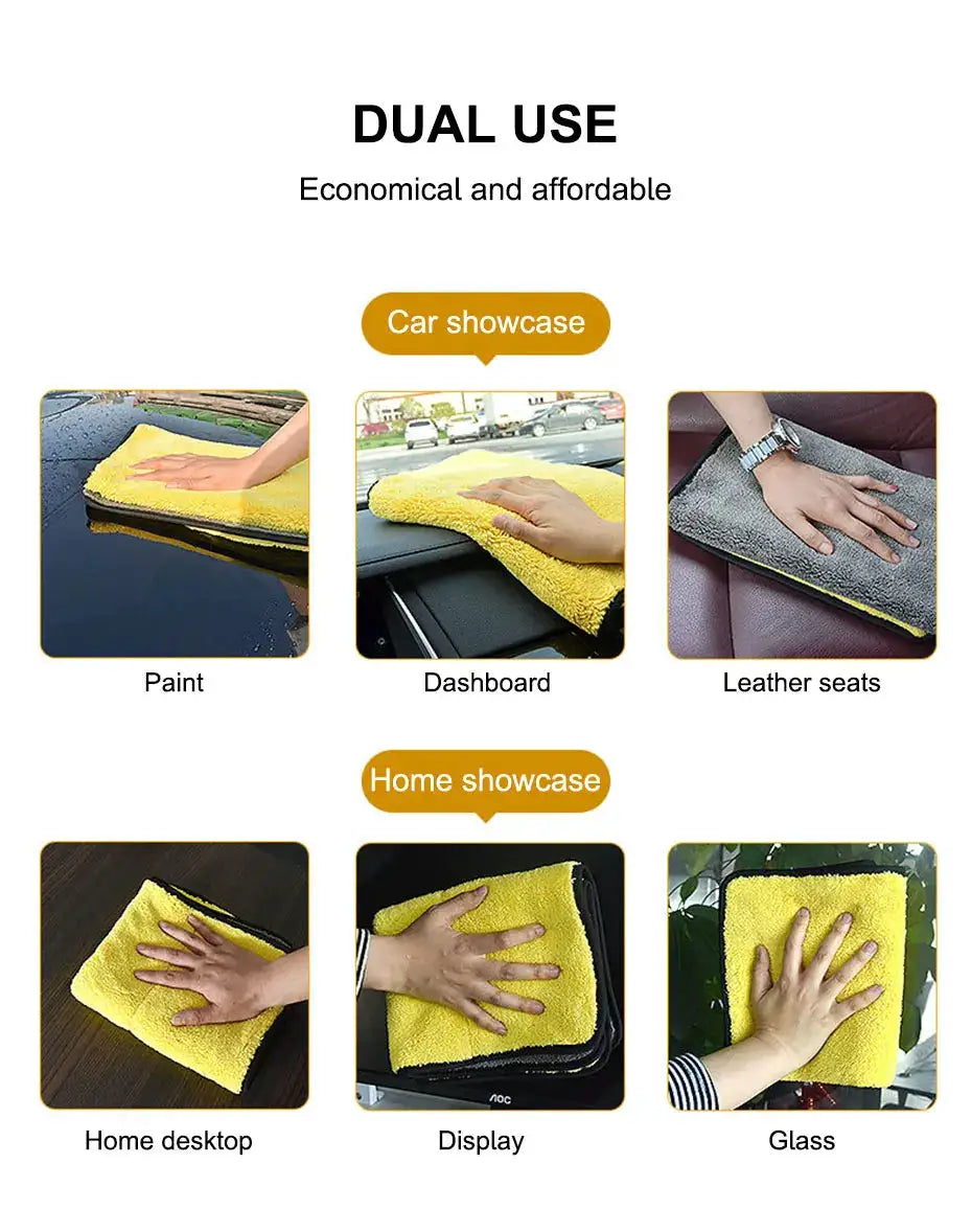 SEAMETAL microfiber car wash towel, yellow, absorbent cleaning cloth for paint, dashboard and leather seats