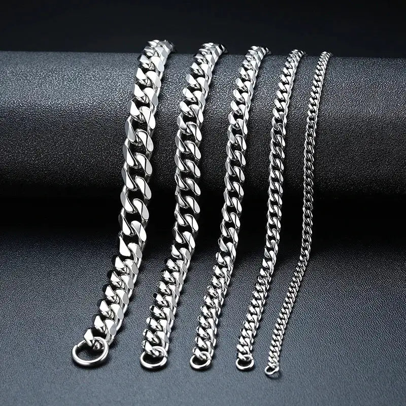Vnox Stainless Steel Cuban Link Bracelet Unisex Curb Chain for Men and Women with Lobster Clasp