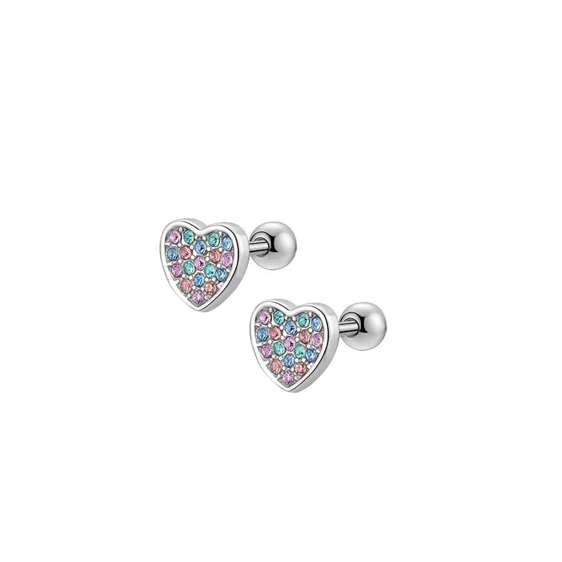 Six Pairs Hypoallergenic Screw Back Earrings For Women Girls 316L Stainless Steel CZ Stud Earrings Set 20G