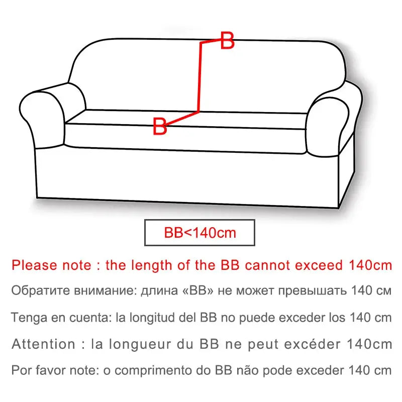 Elastic jacquard sofa cover for L-shaped sofa; stretch slipcover by Simples Market; fits BB length up to 140 cm.