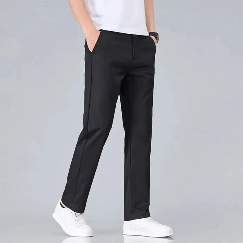 Men's black stretch cotton slim-fit casual trousers by Simples Market