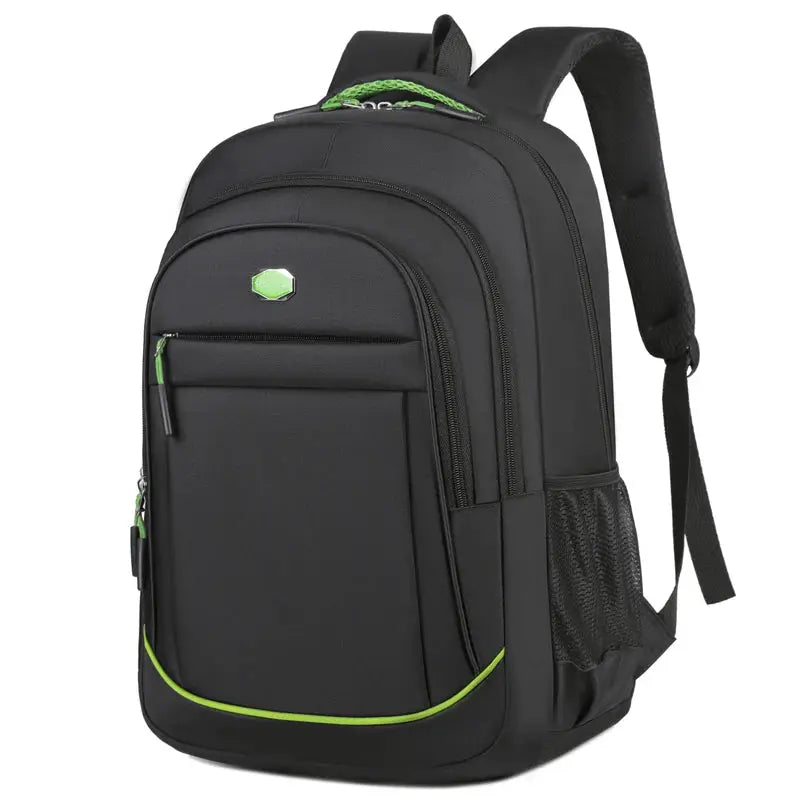 Backpack for men and women, black with lime-green accents, large capacity, Simples Market