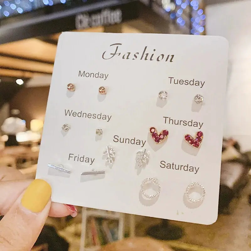 New S925 Silver Needle Stud Earrings Set For Women Girls Simple Cute Exquisite Mini Jewelry Gift Wholesale Direct Sales
