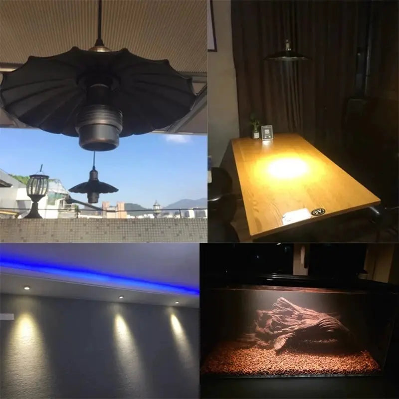 Focusing LED spotlight by Simples Market; E27 screw base with adjustable zoom, warm/neutral room lighting