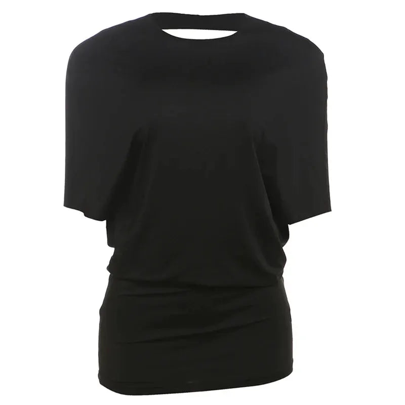 Nibber O Neck Sexy Backless Mini Dress For Women Y2K Solid Trend Style