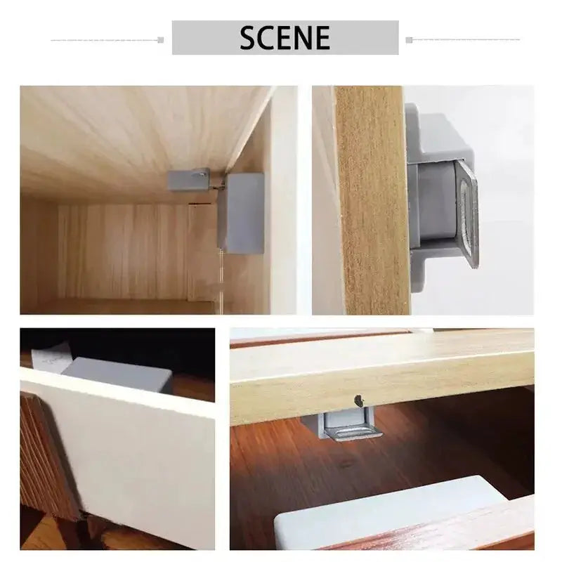 Smart Invisible RFID Lock for furniture cabinets by Simples Market, grey metal, hidden installation no drilling