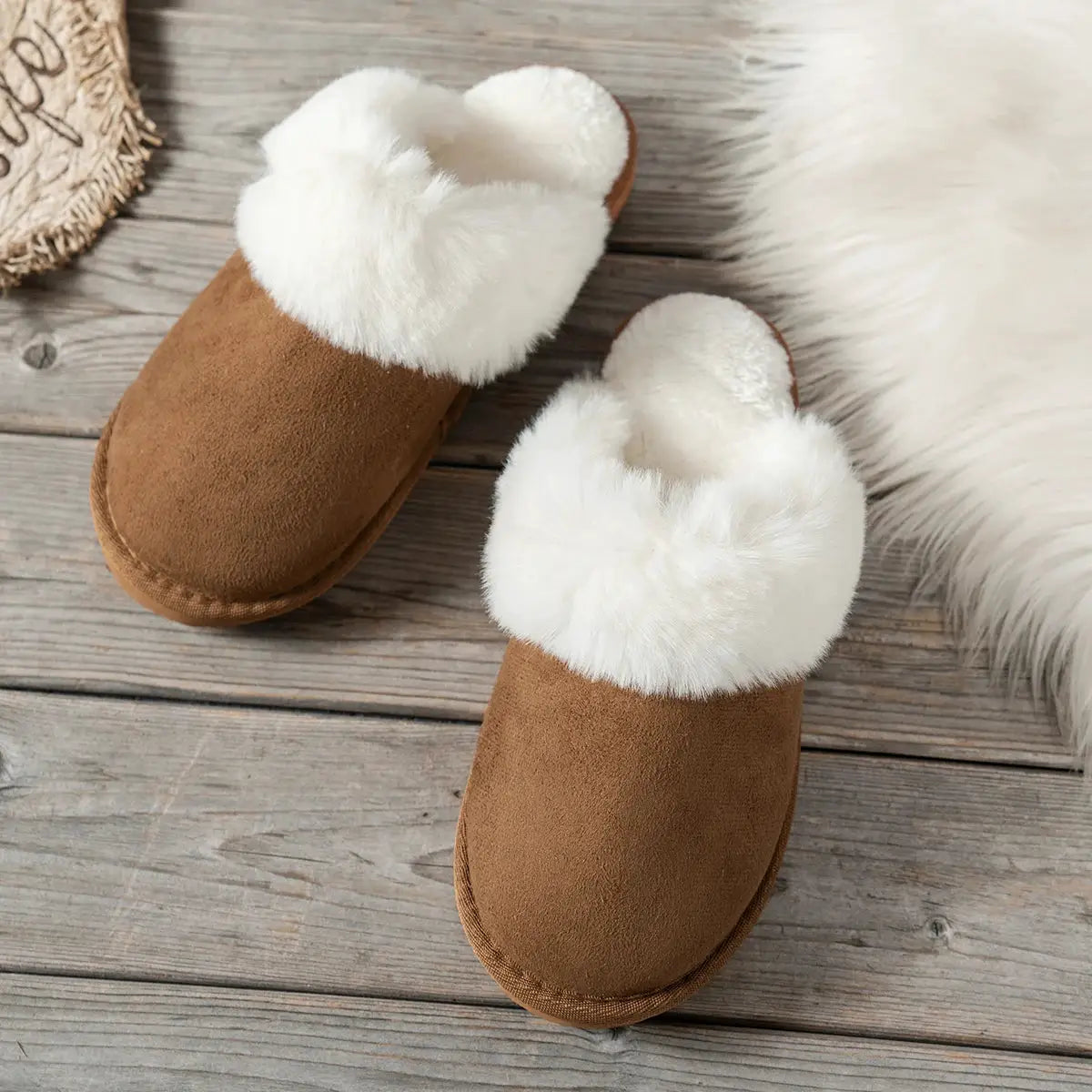 CozyNest Womens Winter Slippers Non Slip Plush Low Heel Slip On Thickened Lining For Warmth And Comfort