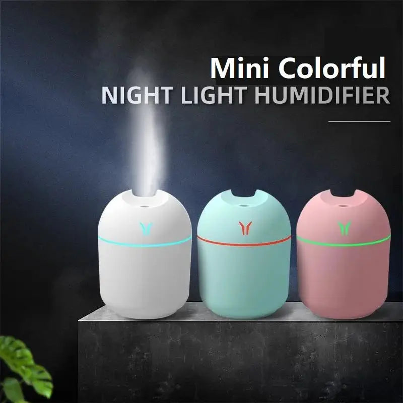 AromaGlow USB Mini Humidifier Aroma Essential Oil Diffuser for Home and Car Ultrasonic Quiet Mist with LED Lamp