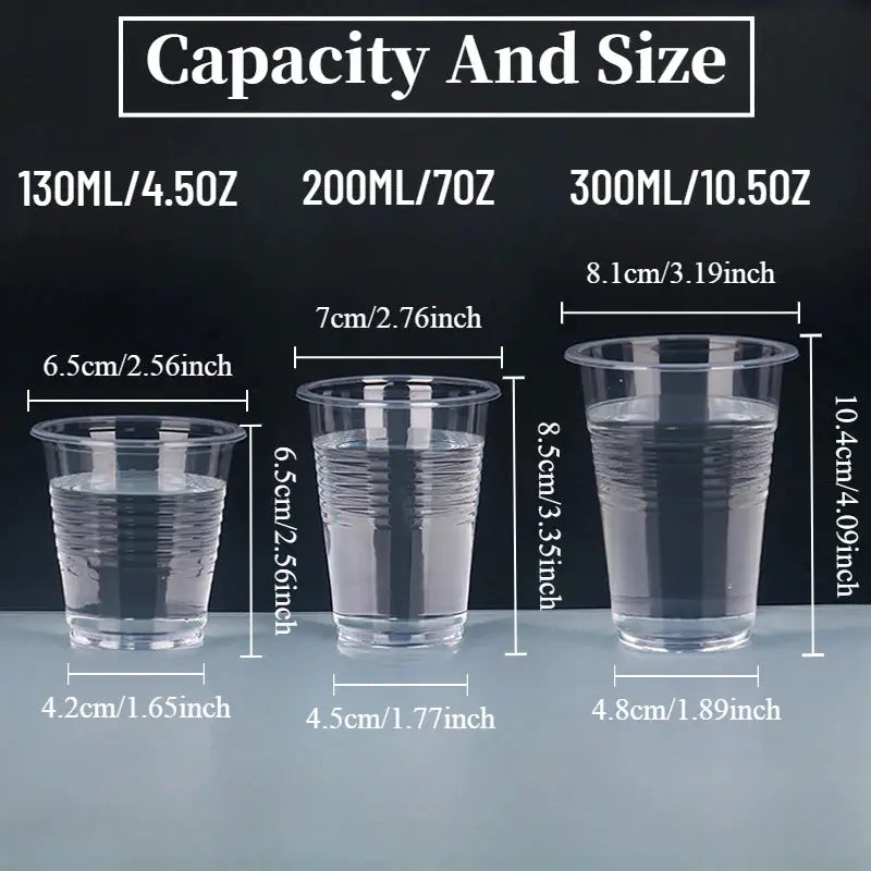 BrightCup Disposable Clear Plastic Cups 50 or 100 Pack Hygienic Outdoor Party Drinking Cups for Picnics and Events