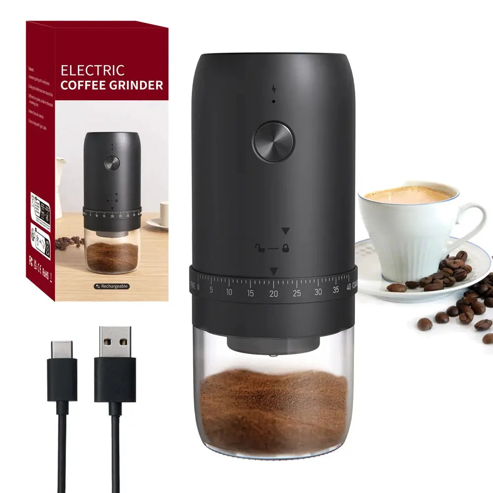 New Portable USB Electric Coffee Bean Grinder With 40 Grinding Settings Adjustable Mini Rechargeable Coffee Grinder