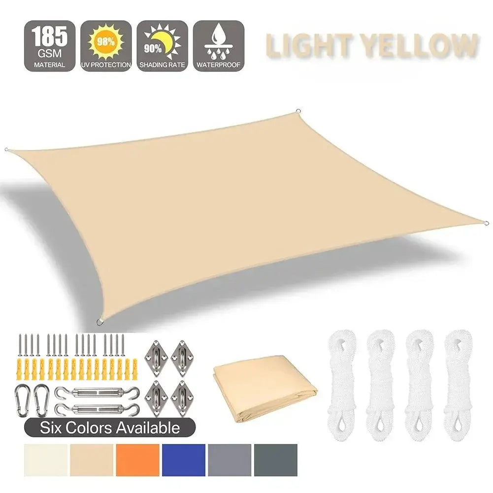 Simples Market sun shade sail 2x3/3x4/4x5/5x6m, light yellow waterproof outdoor canopy with mounting hardware