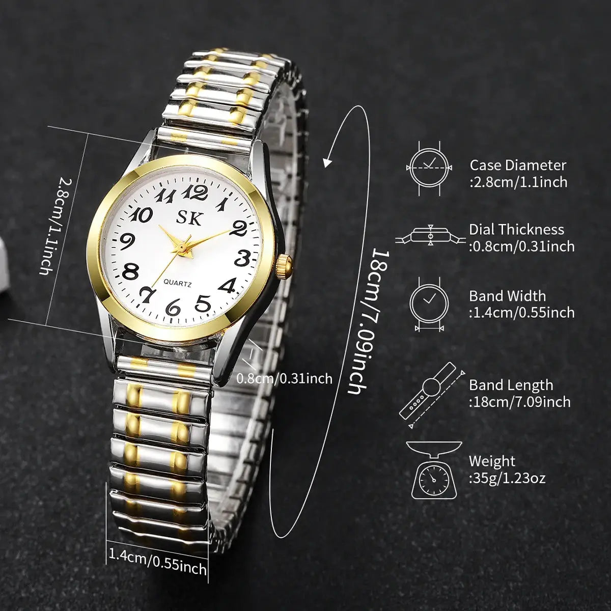 AuroraTime Elegant Small Dial Women Watch 28mm Quartz Movement With Elastic Strap For Everyday Wear