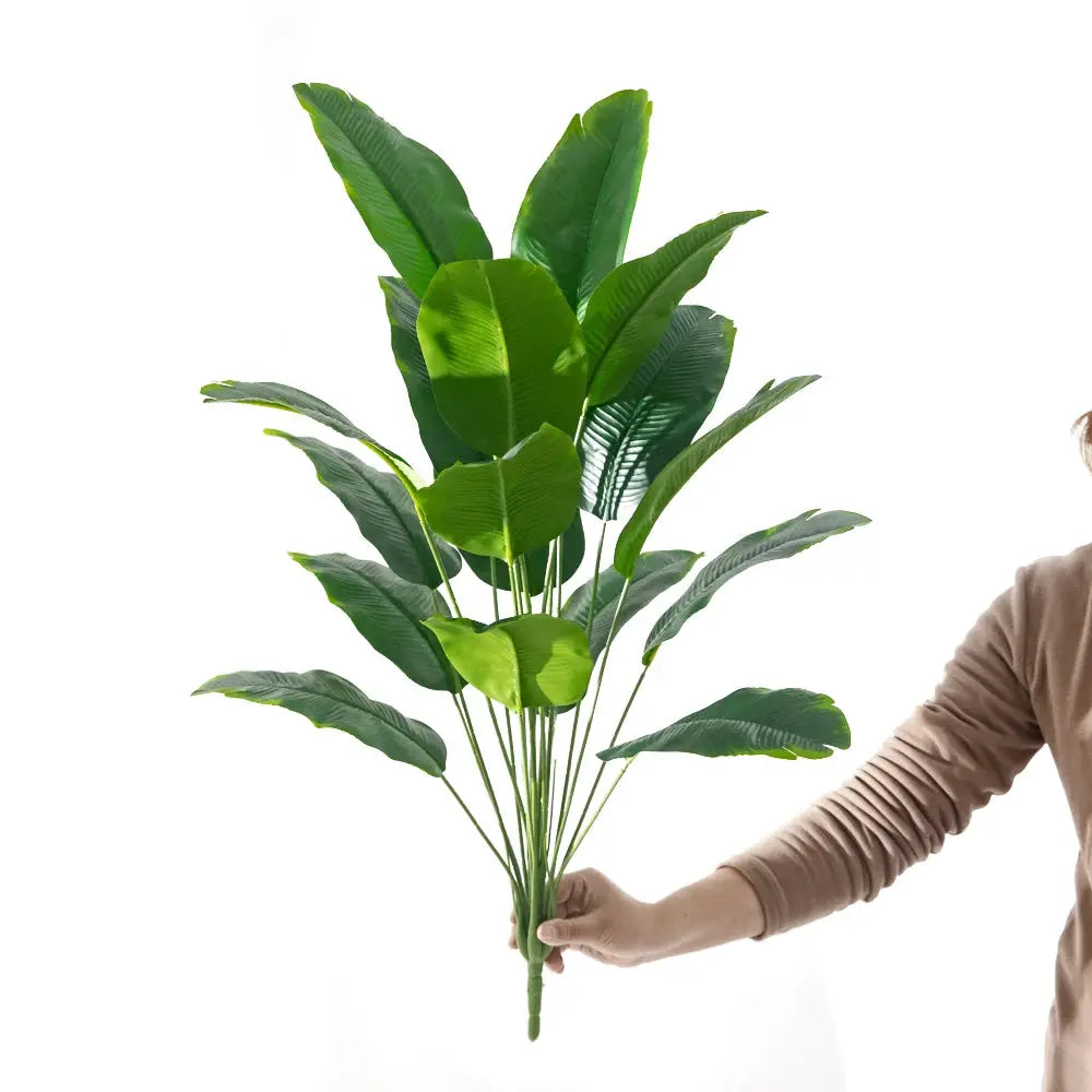 1pc artificial tropical plant with large green leaves, hand-held plastic stems