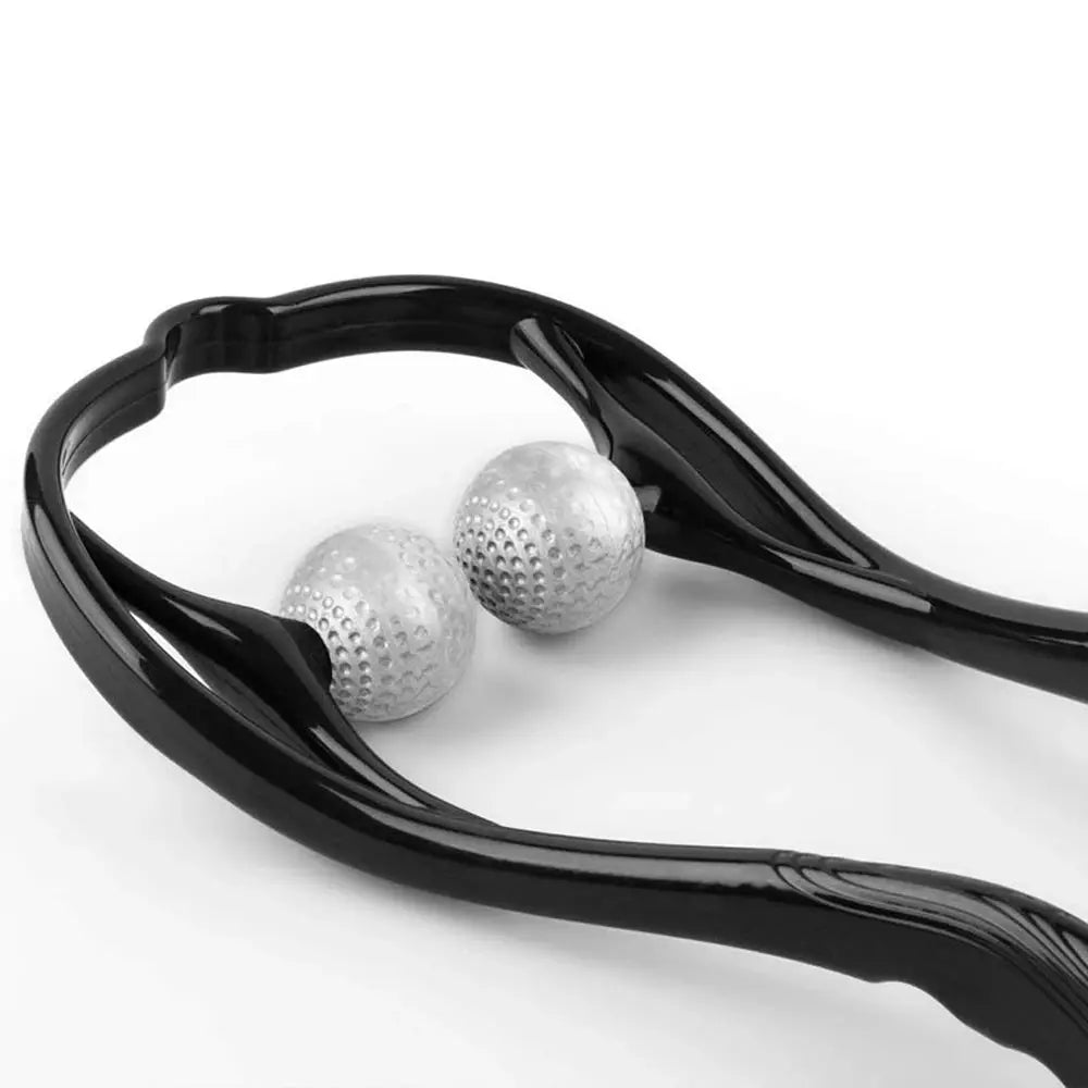 Neck massager Simples Market with dual shiatsu trigger-point balls and ergonomic black handles