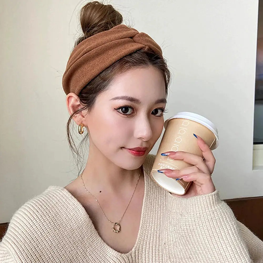 ZenWeave Wide Cotton Stretch Bandage Headband Elastic Solid Color Hair Accessory For Sports And Everyday Wear