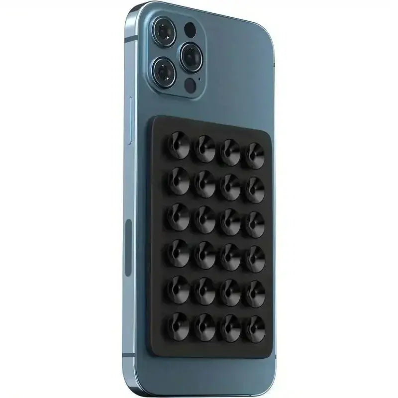 GripTech Silicone Suction Phone Holder Mat Multifunctional Wall Stand With 24 Square Suction Cups For Secure Mounting