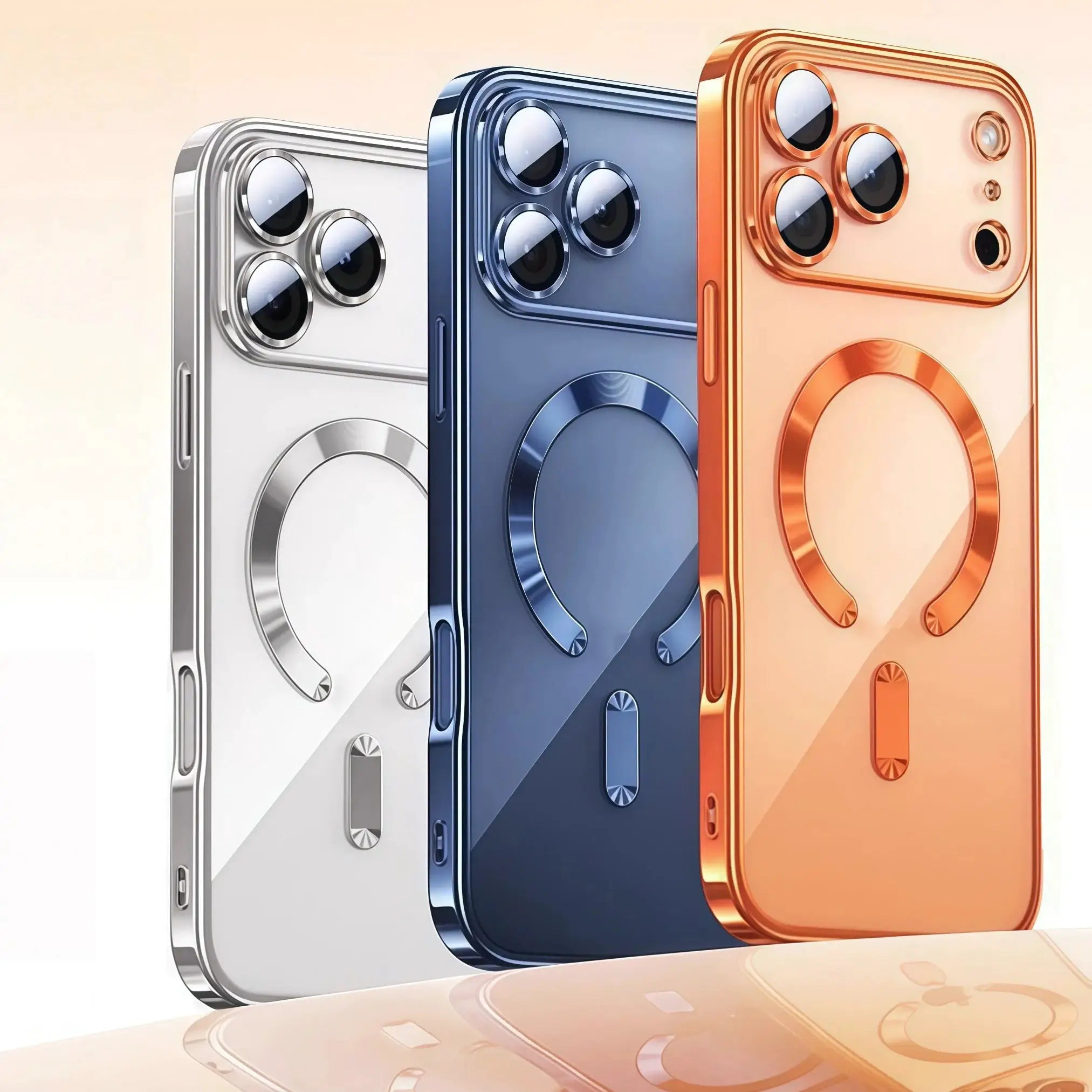 LuxGuard Clear Luxury Plating Camera Protection Case For iPhone 17 Pro Series Soft TPU Magnetic Drop Protection