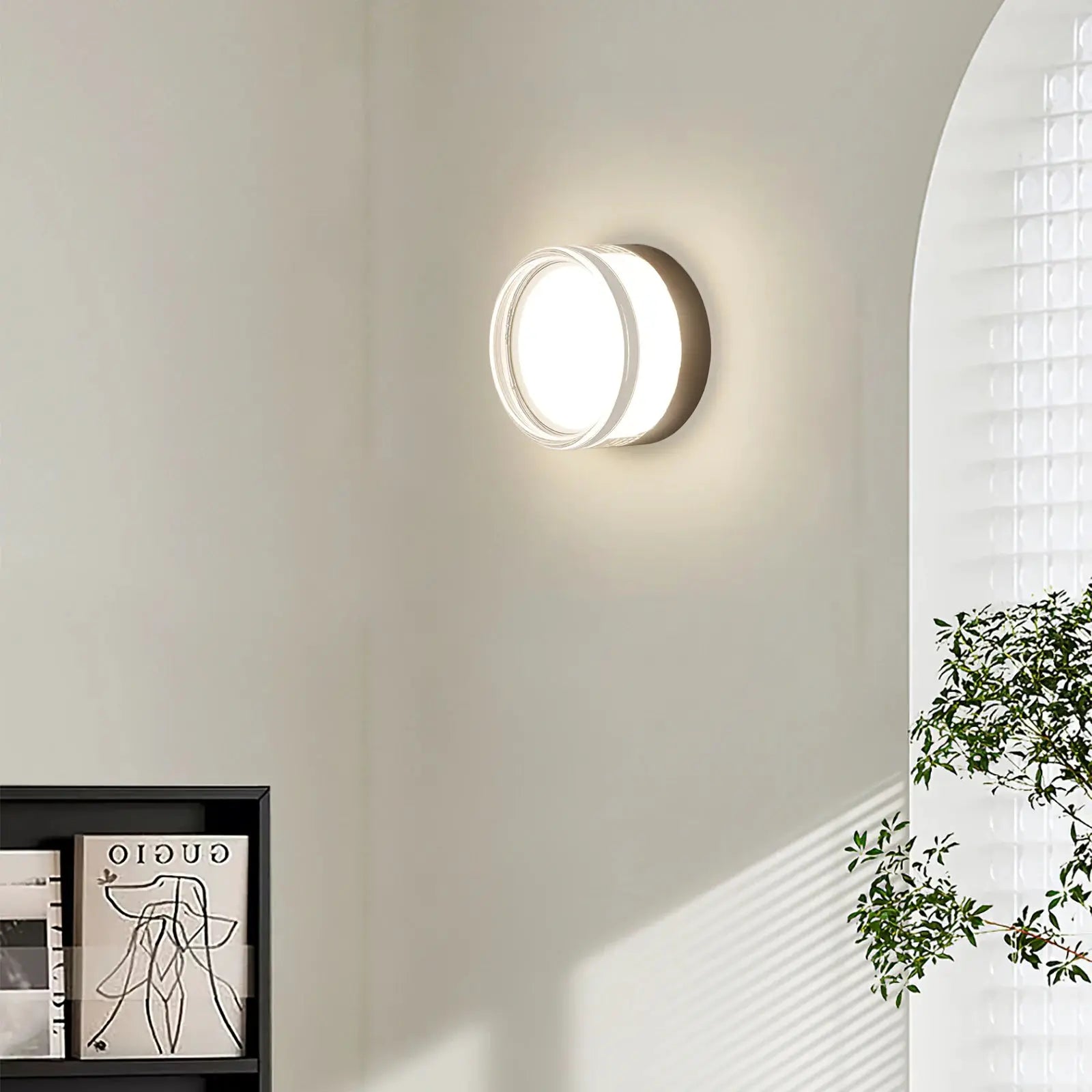 LVL modern LED wall lamp, 9W round smokey-grey wall sconce with IP65 indoor/outdoor protection