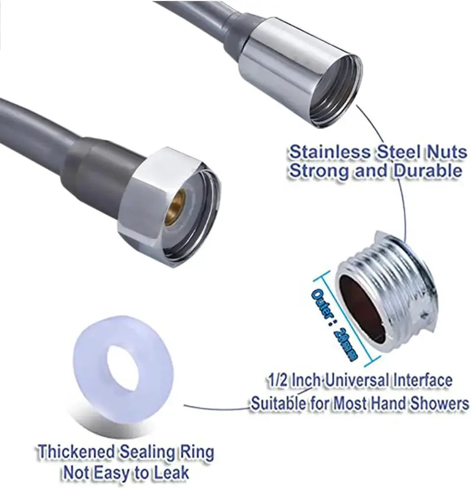 Flexible Retractable Shower Hose 1.5M To 3M For Shower Head Bidet