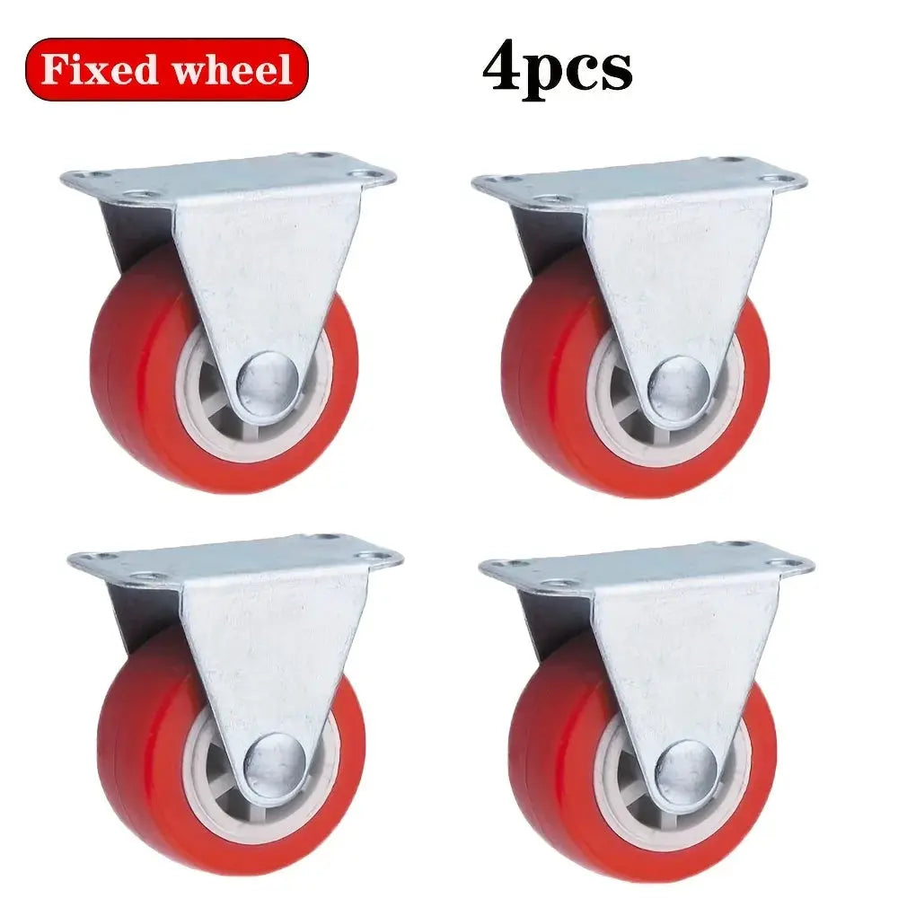 4 Pack PVC Casters 1.97 Inch Universal and Directional Quiet Red Wheels for Wheelbarrows and Furniture Trolleys
