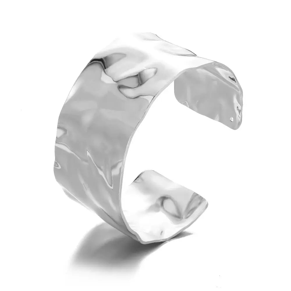 Exquisite Classic Bump Pattern Open Bangle Cuff Bracelet For Women Gold Color Stainless Steel Hand Ornament Gift
