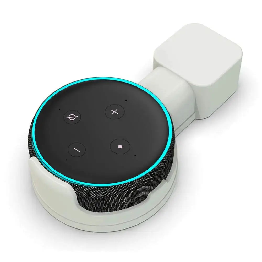 Echo Dot 3 Wall Mount Holder with cord management, white finish, for EU/US/UK plugs.