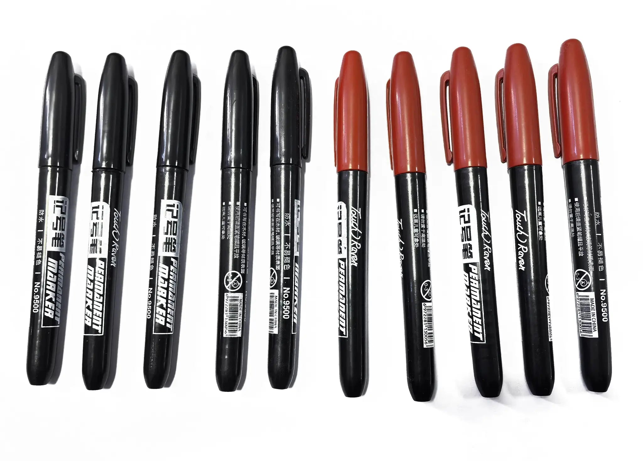 GraphixPro 6Pcs Permanent Marker Pens Set Black Blue Red Waterproof Ink Fine Tips For Manga Drawing