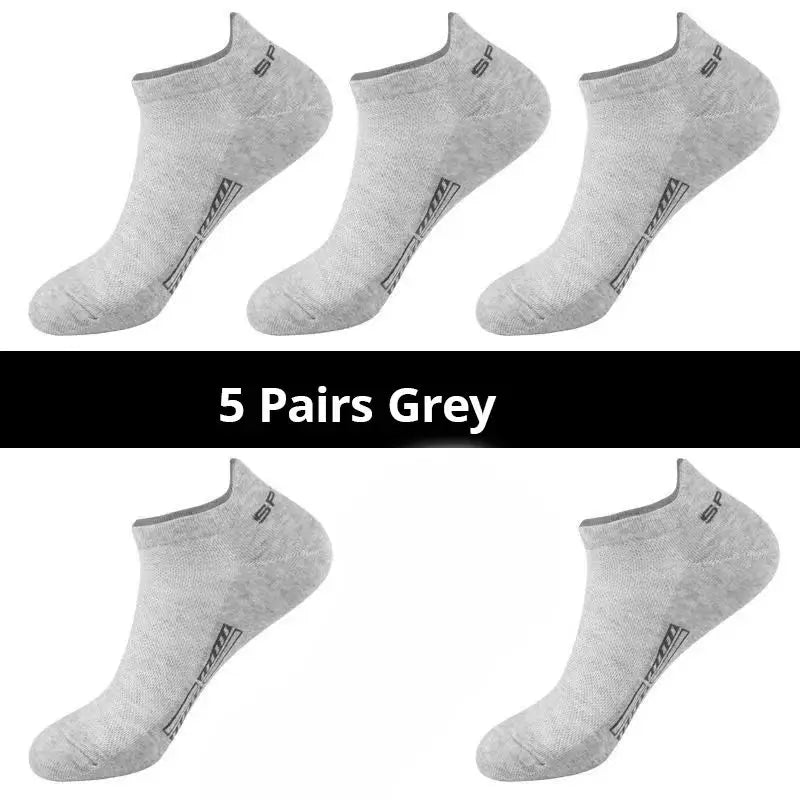 Men's Summer Thin Mesh Breathable Polyester Sports Socks 5 10 20 Pairs Sweat Absorbing Short Socks For Active Wear