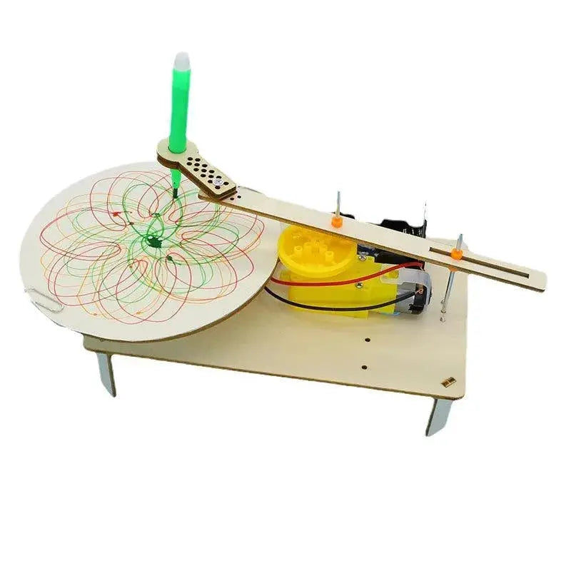 DIY Creative Wooden Electric Plotter Drawing Robot STEM Kit for Kids Automatic Painting Science Electronics