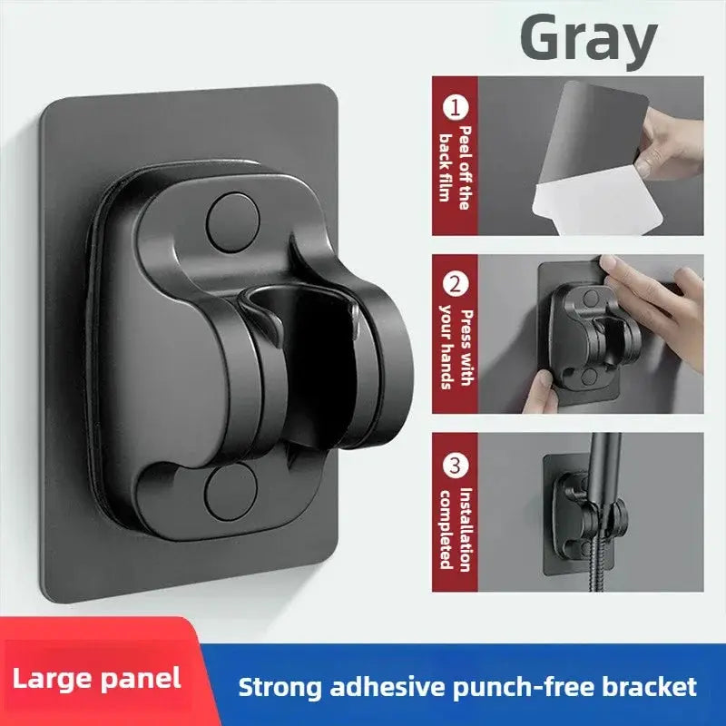 5-mode pressure-boost shower head by Simples Market gray with a large-panel wall mount