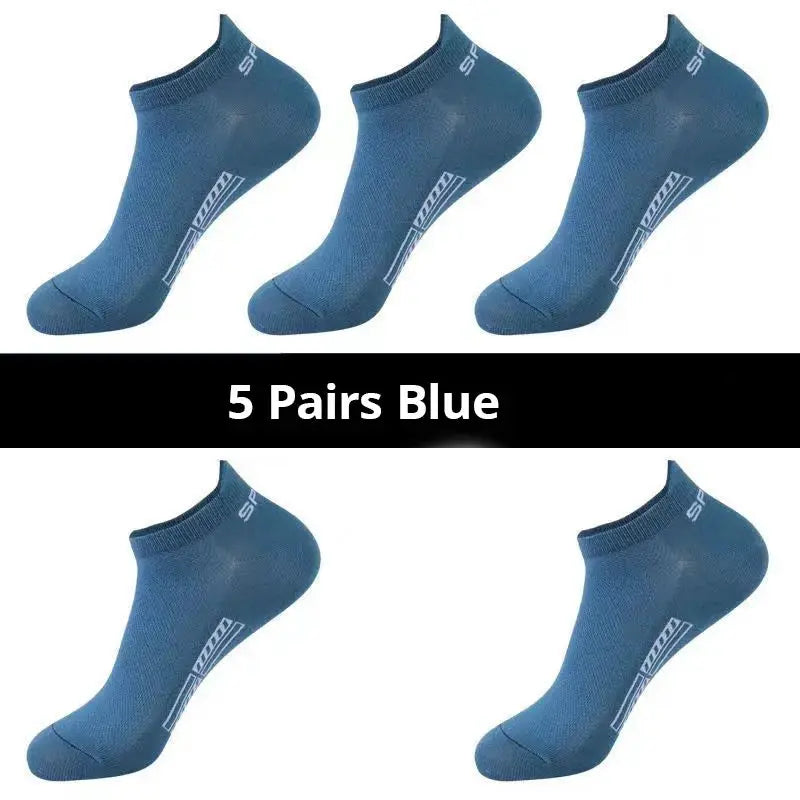 Men's Summer Thin Mesh Breathable Polyester Sports Socks 5 10 20 Pairs Sweat Absorbing Short Socks For Active Wear