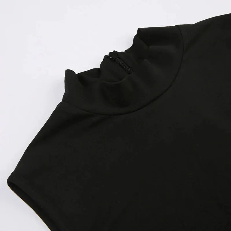 Women's black sleeveless jumpsuit with invisible zipper at back