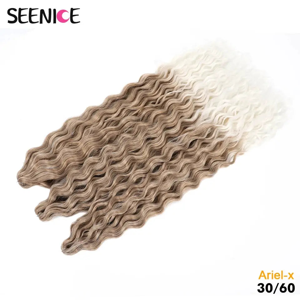 Ariel Curl crochet hair set by Simples Market, ombre blonde water-wave twists, synthetic braids