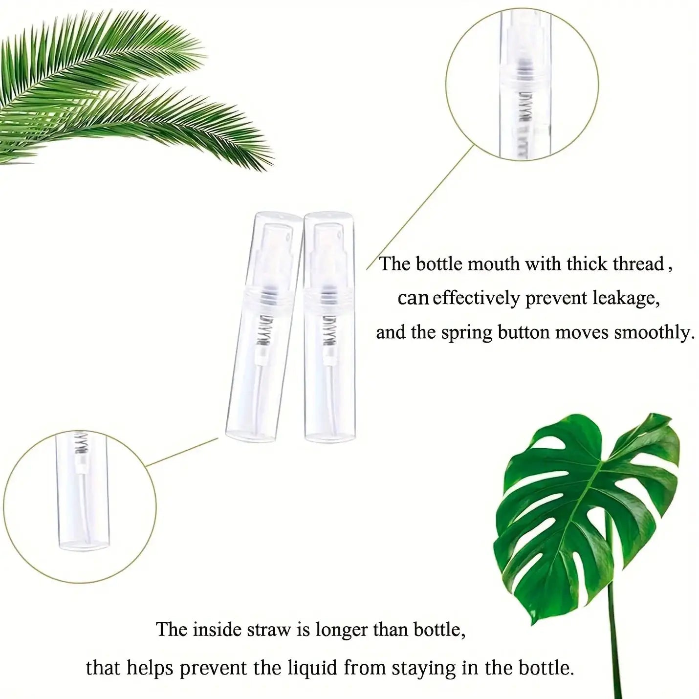 100 Clear Refillable Spray Bottles 2ml and 3ml Odorless BPA Free Travel Atomizers for Perfume and Cosmetics
