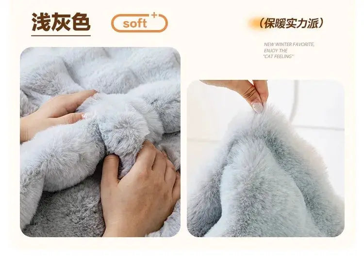 Simples Market light gray imitation rabbit fur plush sofa slipcover for living room