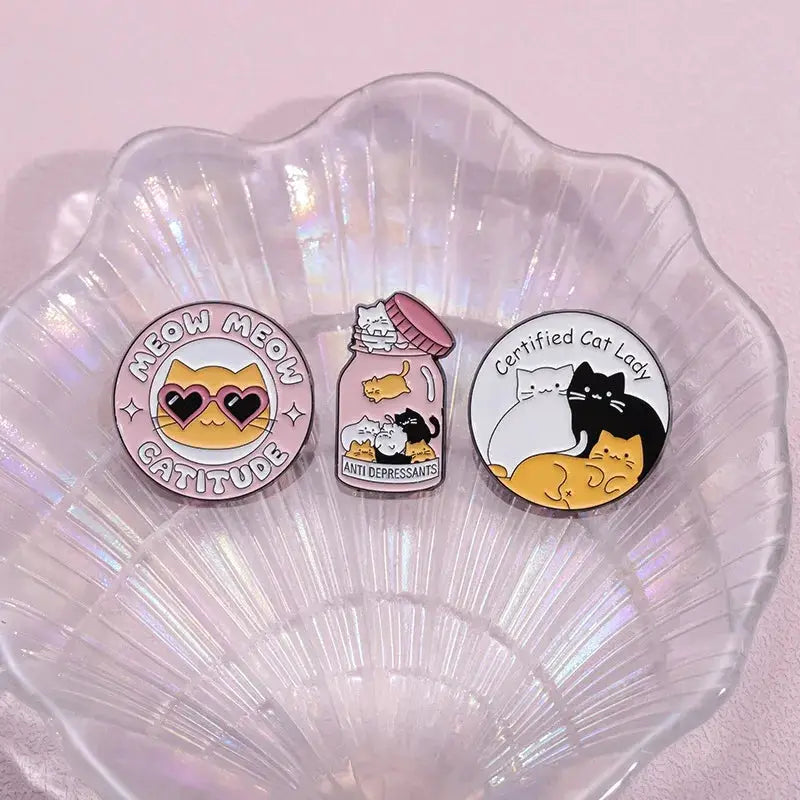 Certified Cat Lady Enamel Pin Cute Kitten Lapel Brooch Cartoon Jewelry Gift For Cat Lovers Friends Kids