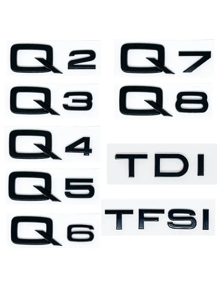 Simples Market 3D ABS Audi Q2–Q7 trunk badge set with TDI and TFSI decals